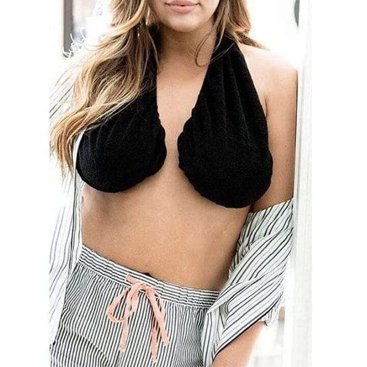 Solid Comfortable Neck Bra Towel Bra for Women